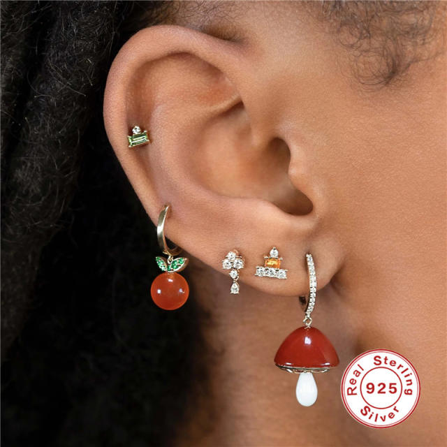 925 sterling silver cubic zircon cartilage earrings