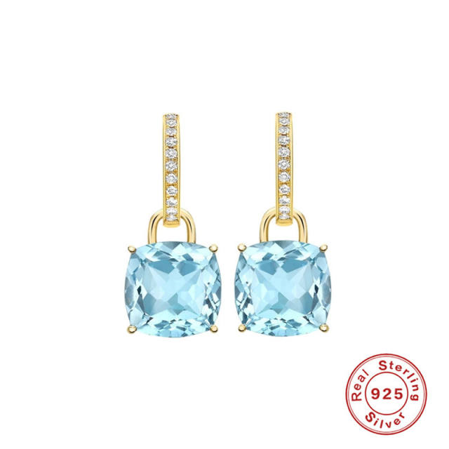 925 sterling silver elegant color cubic zircon drop earrings