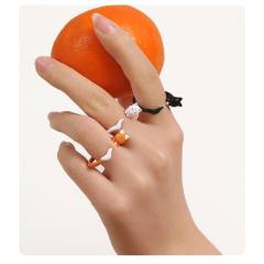 Y2K sweet kitty color enamel openning rings