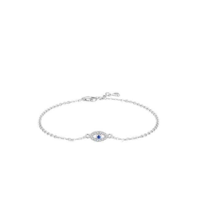 925 sterling silver dainty evil eye women bracelet