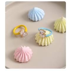 Y2K blue yellow enamel copper cubic zircon finger rings