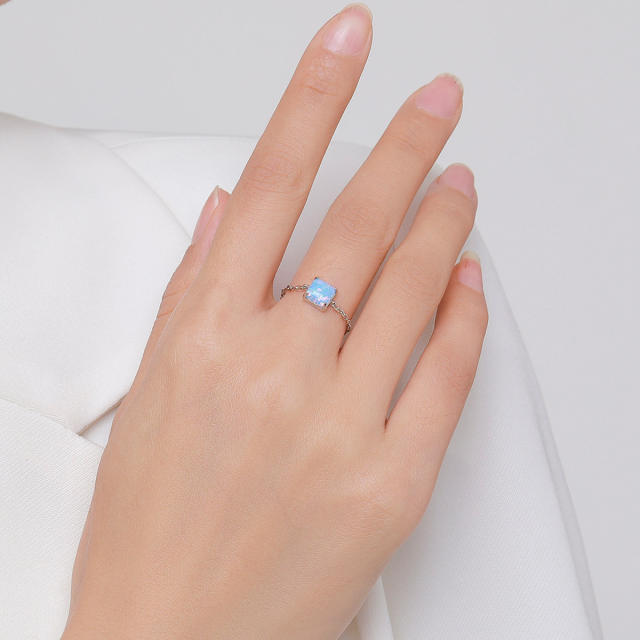 925 sterling silver colorful opal stone adjustable rings