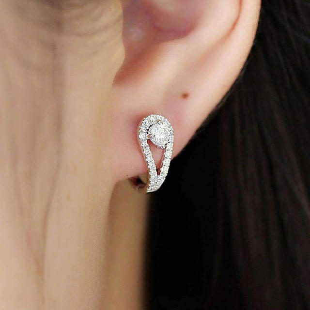 Chic diamond copper huggie earrings ear studs