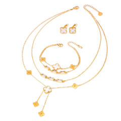 Classic clover stainless steel necklace earrings
