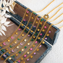 Y2K color enamel tiny star moon stainless steel necklace bracelet
