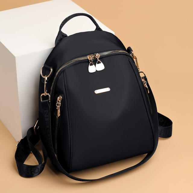 Korean fashion black color oxford cloth backpack