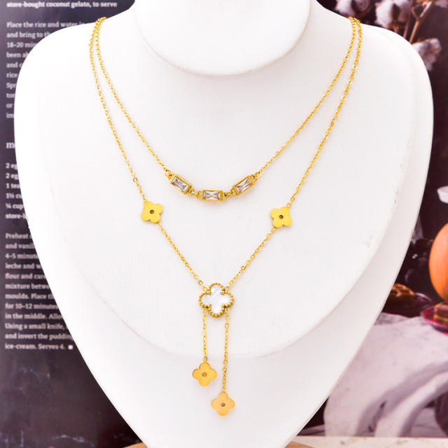 Classic clover stainless steel necklace earrings