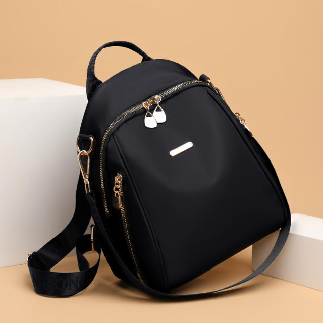 Korean fashion black color oxford cloth backpack