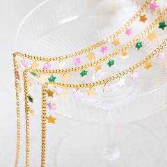 Y2K color enamel tiny star moon stainless steel necklace bracelet