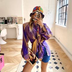 Handmade personality color match corchet bucket hat