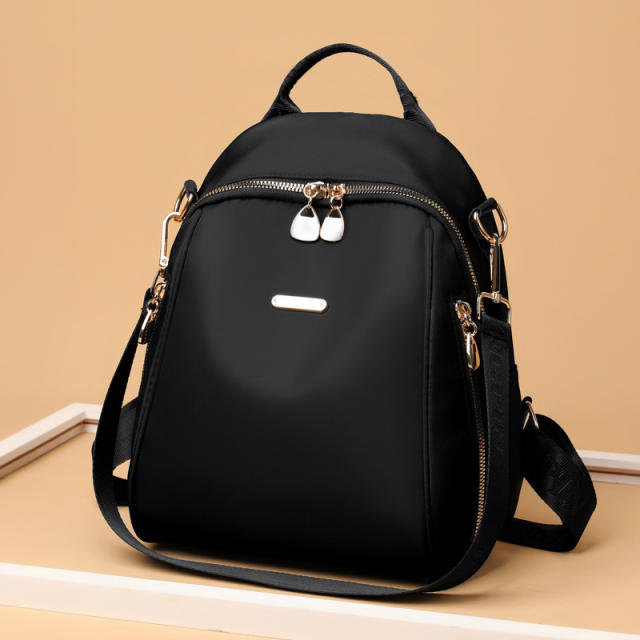 Korean fashion black color oxford cloth backpack