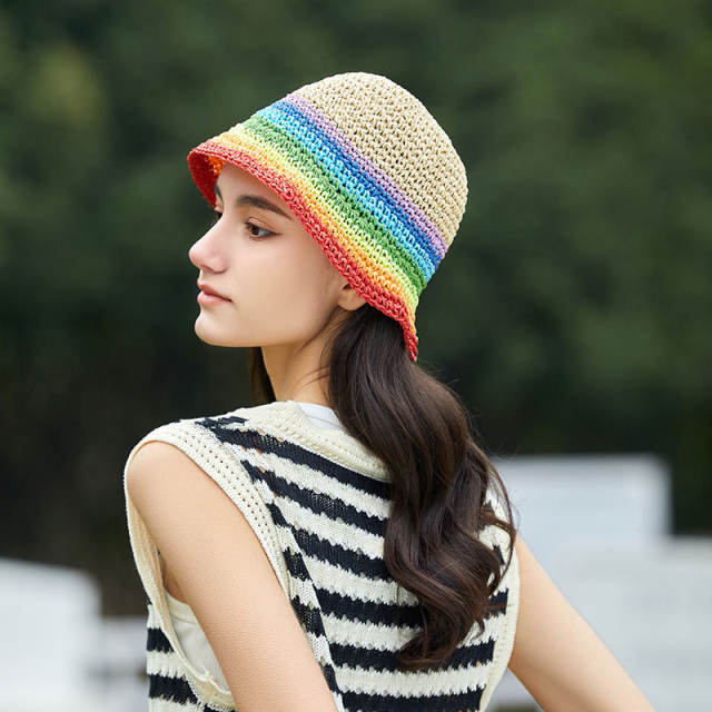 Pretty rainbow series corchet bucket hat