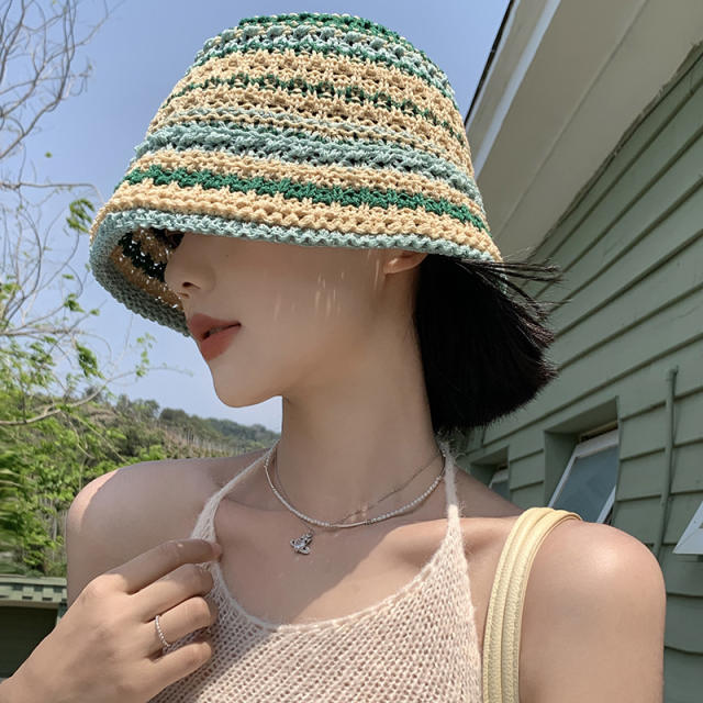 Korean fashion summer colorful corchet bucket hat