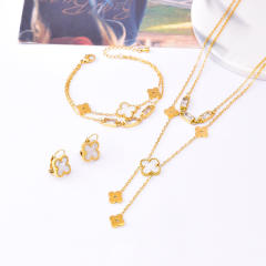 Classic clover stainless steel necklace earrings
