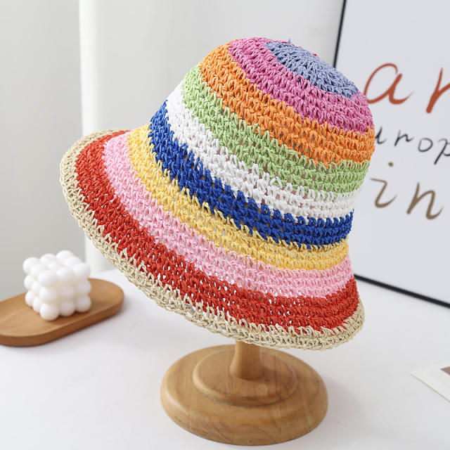 Summer fresh color corchet bucket hat sun hat