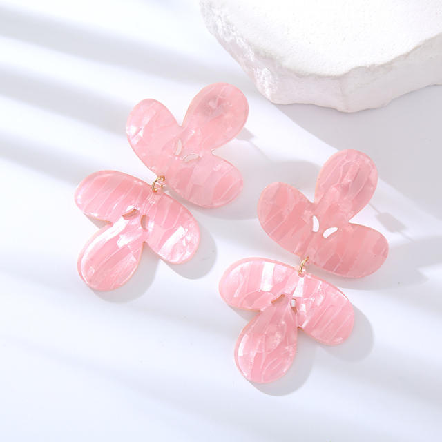 Natural acrylic leaf design earrings