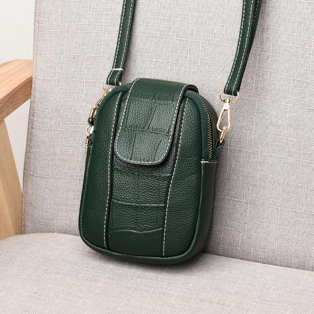 Easy match plain color PU leather mini phone bag