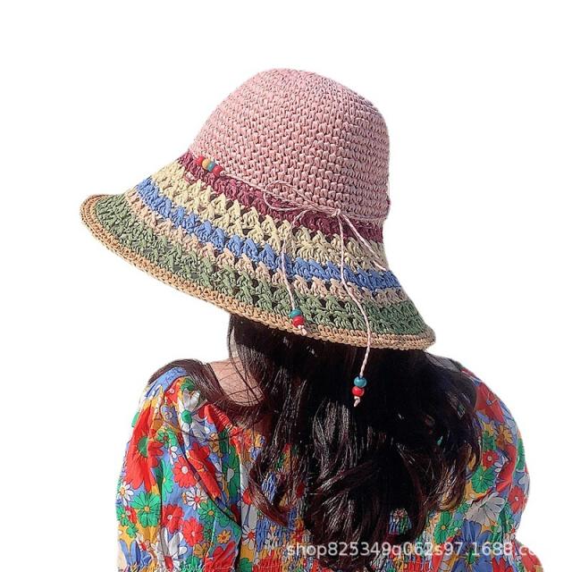Summer colorful corchet big brim bucket hat summer hat
