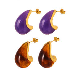 Vintage resin drop shape chunky studs earrings