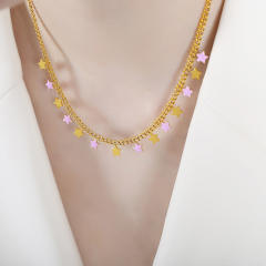 Y2K color enamel tiny star moon stainless steel necklace bracelet