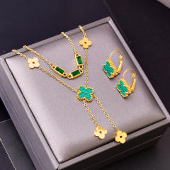 Classic clover stainless steel necklace earrings