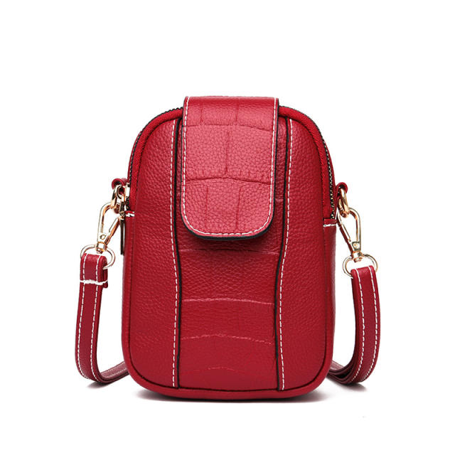 Easy match plain color PU leather mini phone bag