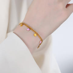 Y2K color enamel tiny star moon stainless steel necklace bracelet