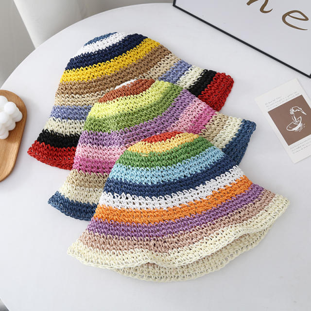 Summer fresh color corchet bucket hat sun hat