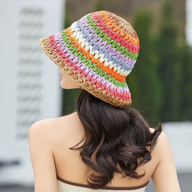 Summer colorful corchet bucket hat