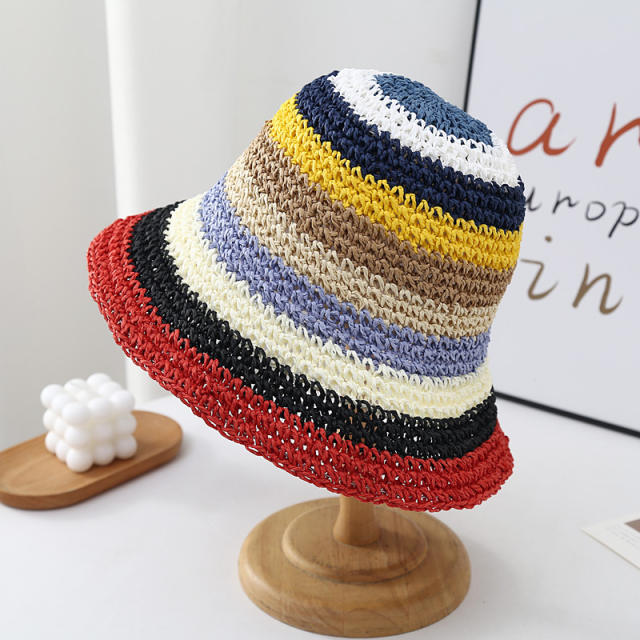 Summer fresh color corchet bucket hat sun hat