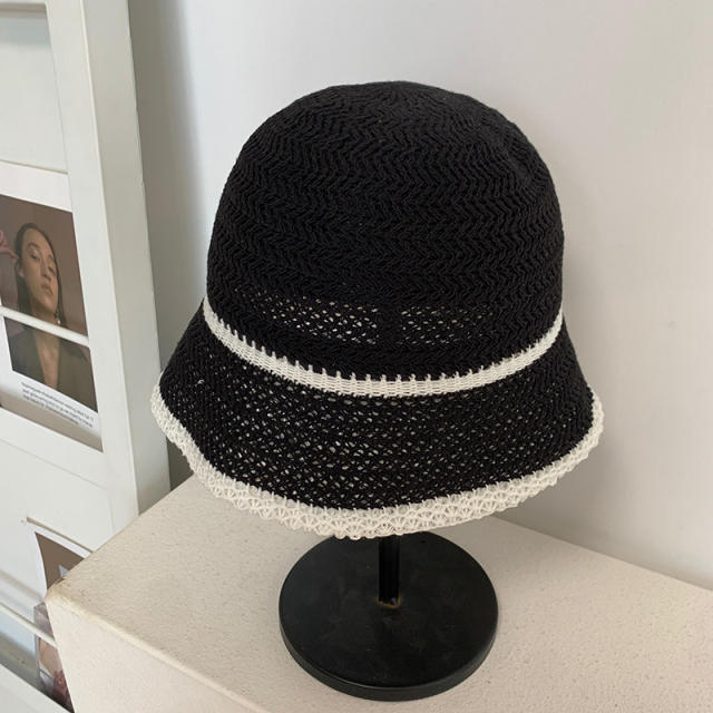 Korena fashion vintage plain color corchet bucket hat