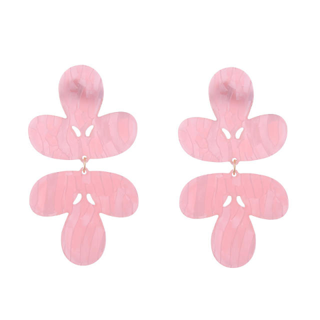 Natural acrylic leaf design earrings
