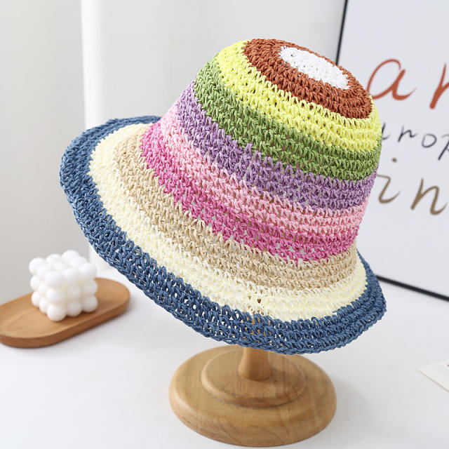 Summer fresh color corchet bucket hat sun hat