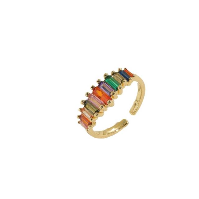 Delicate color cubic zircon statement copper rings