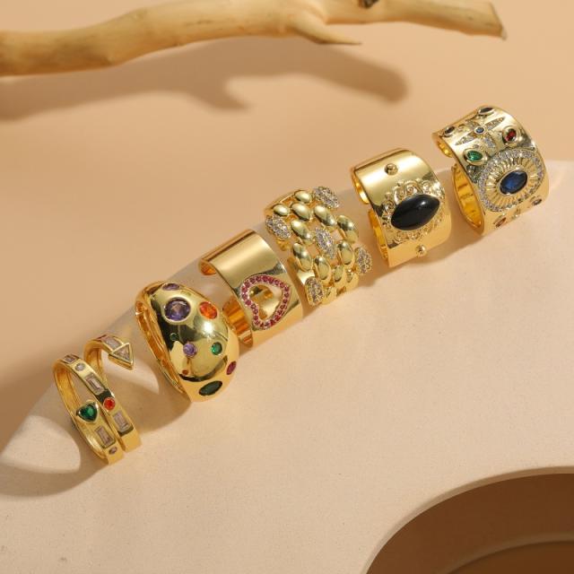 14K real gold plated copper openning rings