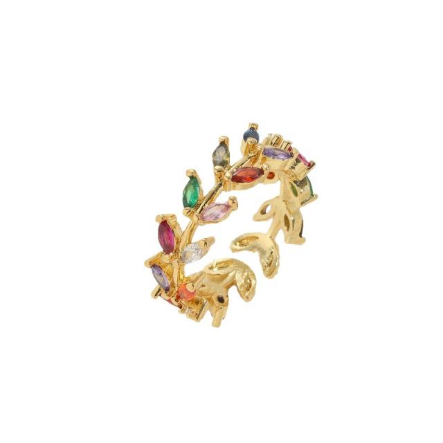 14K real gold plated color cubic zircon statement copper rings