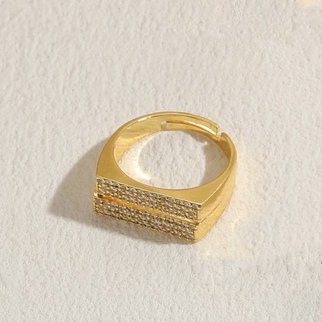 14K gold plated copper cubic zircon opening rings