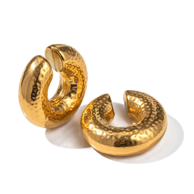18K gold plated chunky stainless steel ear cuff