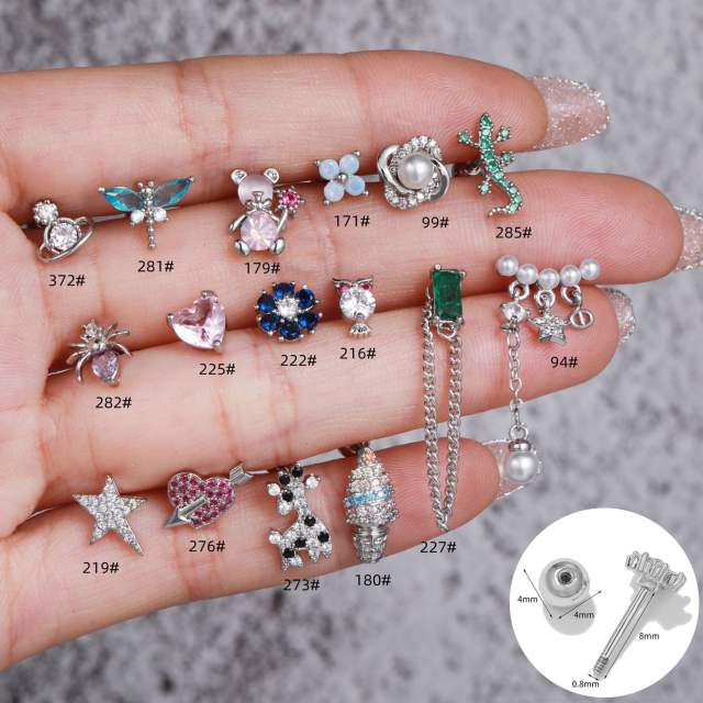 Creative cute animal design piercing earrings cartilage earrings
