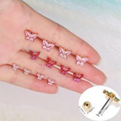 Pink color cubic zircon butterfly piercing earrings cartilage earrings