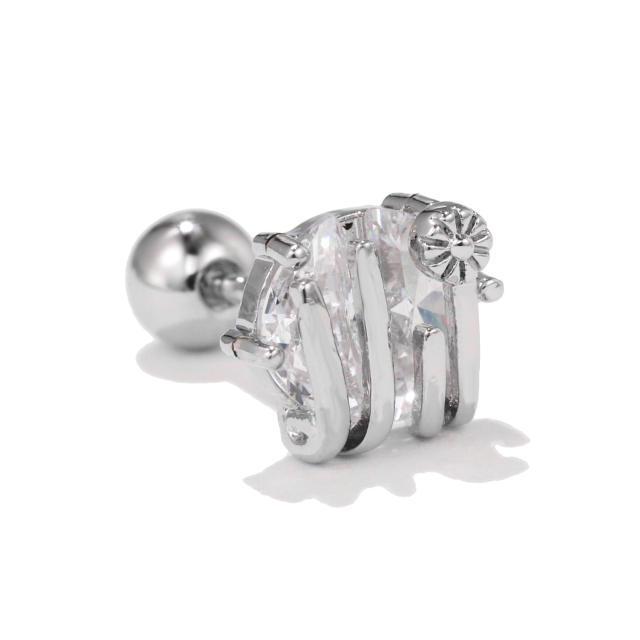 Hot sale silver color cute bear piercing earrings cartilage earrings