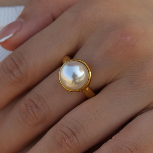 18K elegant pearl stainless steel rings
