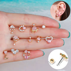 Y2K pink color sweet piercing earring cartilage earrings
