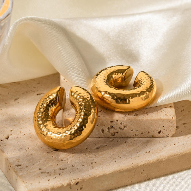 18K gold plated chunky stainless steel ear cuff