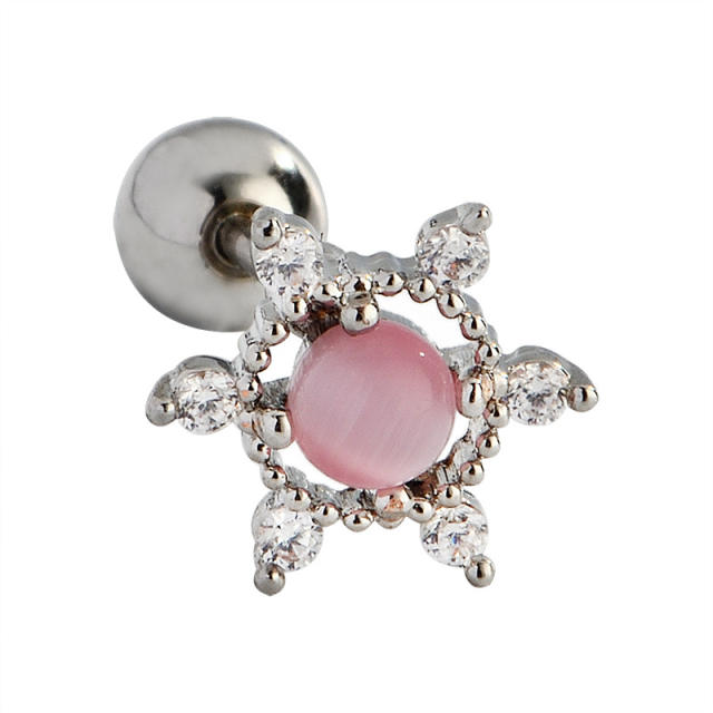 Delicate cubic zircon heart star piercing earring cartilage earrings