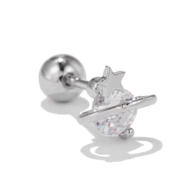 Hot sale silver color cute bear piercing earrings cartilage earrings
