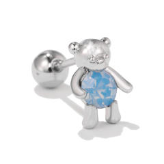 Hot sale silver color cute bear piercing earrings cartilage earrings