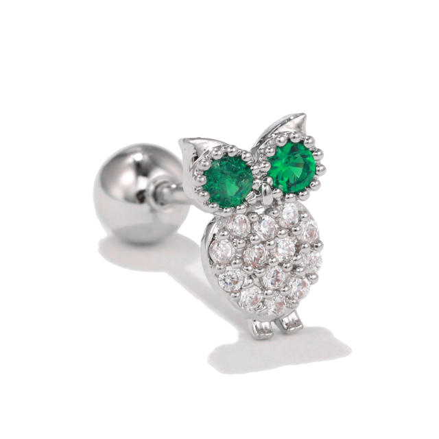 Hot sale silver color cute bear piercing earrings cartilage earrings