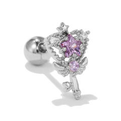 Hot sale silver color cute bear piercing earrings cartilage earrings