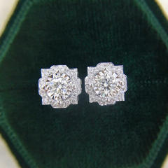 Easy match cubic zircon setting cute copper ear studs